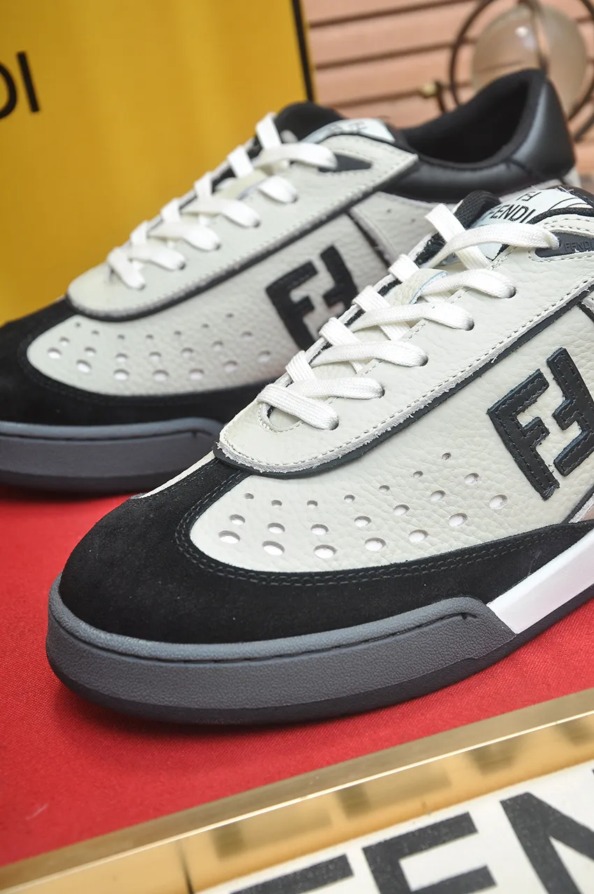 Men's shoes 💰600💶 [Fendi] The latest couple model 🔥 Many 💑 stars have the same style. FD match is a one-to-one replica of the original version. The first fendi match created by designer Kim Jones and Trainer basketball sneakers by Donkey. Material: Original silk leather. Lining: breathable mesh. Packaging: Original 1:1 matching high-end packaging. Size: Female 35-40 Male 38-44 (45 46. Custom-made (no return or exchange)